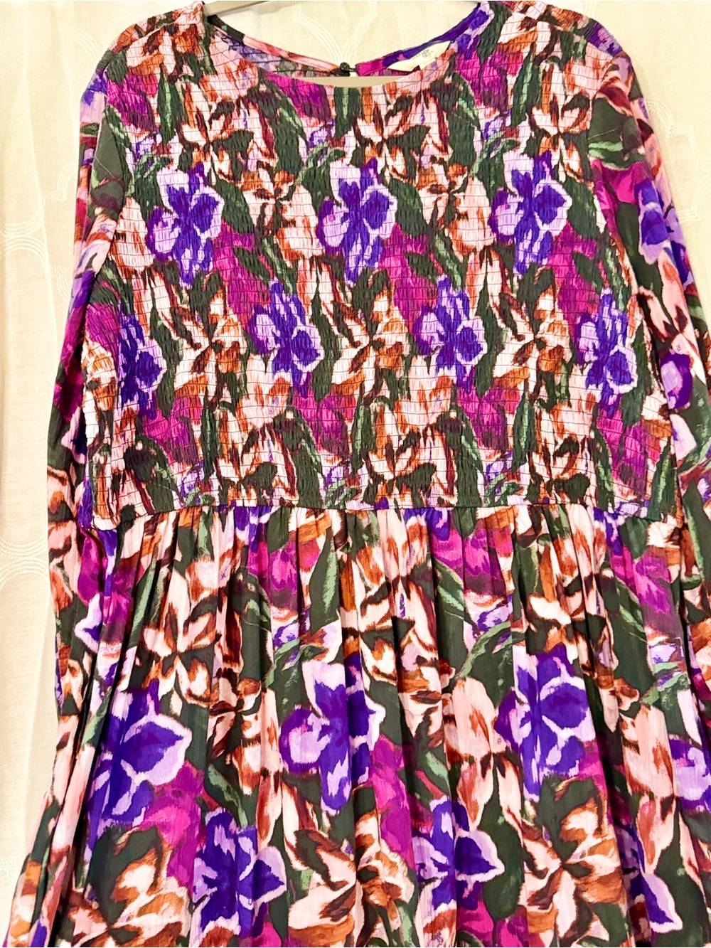 Terra & Sky Purple Boho Floral Tiered Midi Dress Plus Size 2X - Picture 7 of 12